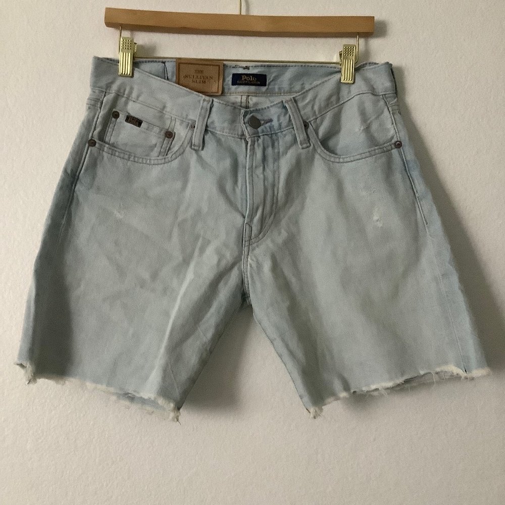 Polo Ralph Lauren (New No Tags) The Sullivan Slim Pale Blue Denim Shorts Size 30